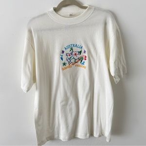 Vintage 90s australia tourist koala surfer embroidered T-shirt tee medium unisex